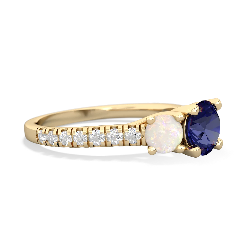 Lab Sapphire Pave Trellis 14K Yellow Gold ring R5500