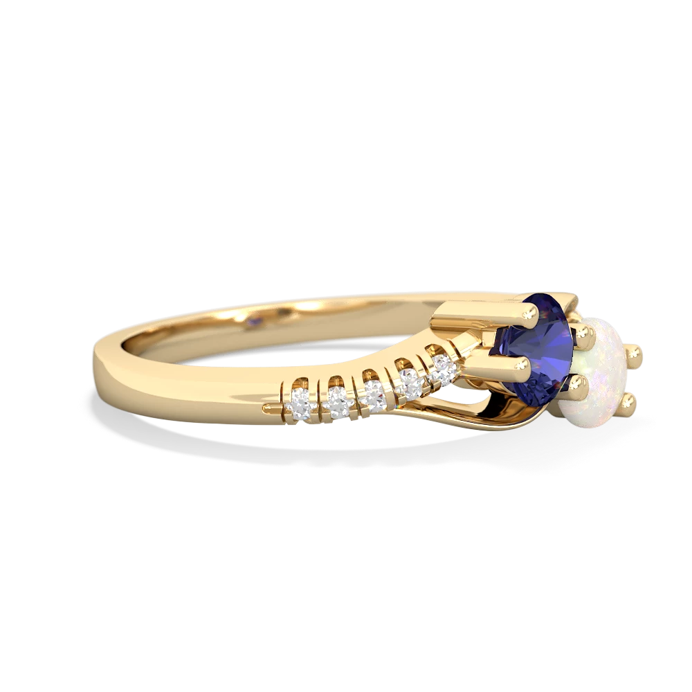 Lab Sapphire Infinity Pave Two Stone 14K Yellow Gold ring R5285