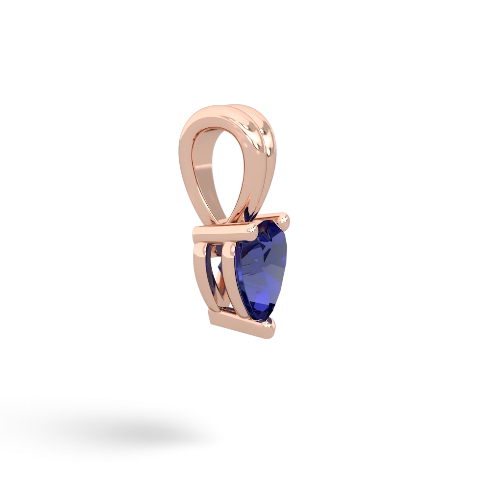 Lab Sapphire 5Mm Heart Solitaire 14K Rose Gold pendant P1861