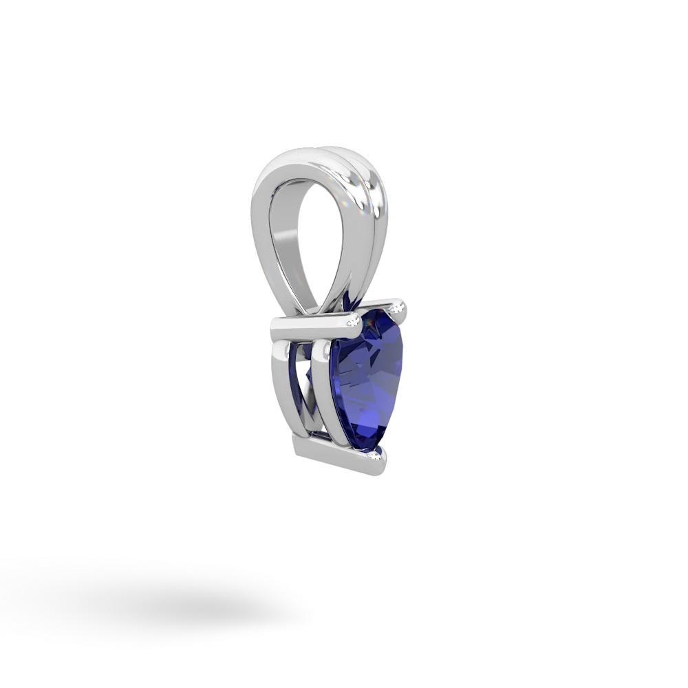 Lab Sapphire 5Mm Heart Solitaire 14K White Gold pendant P1861