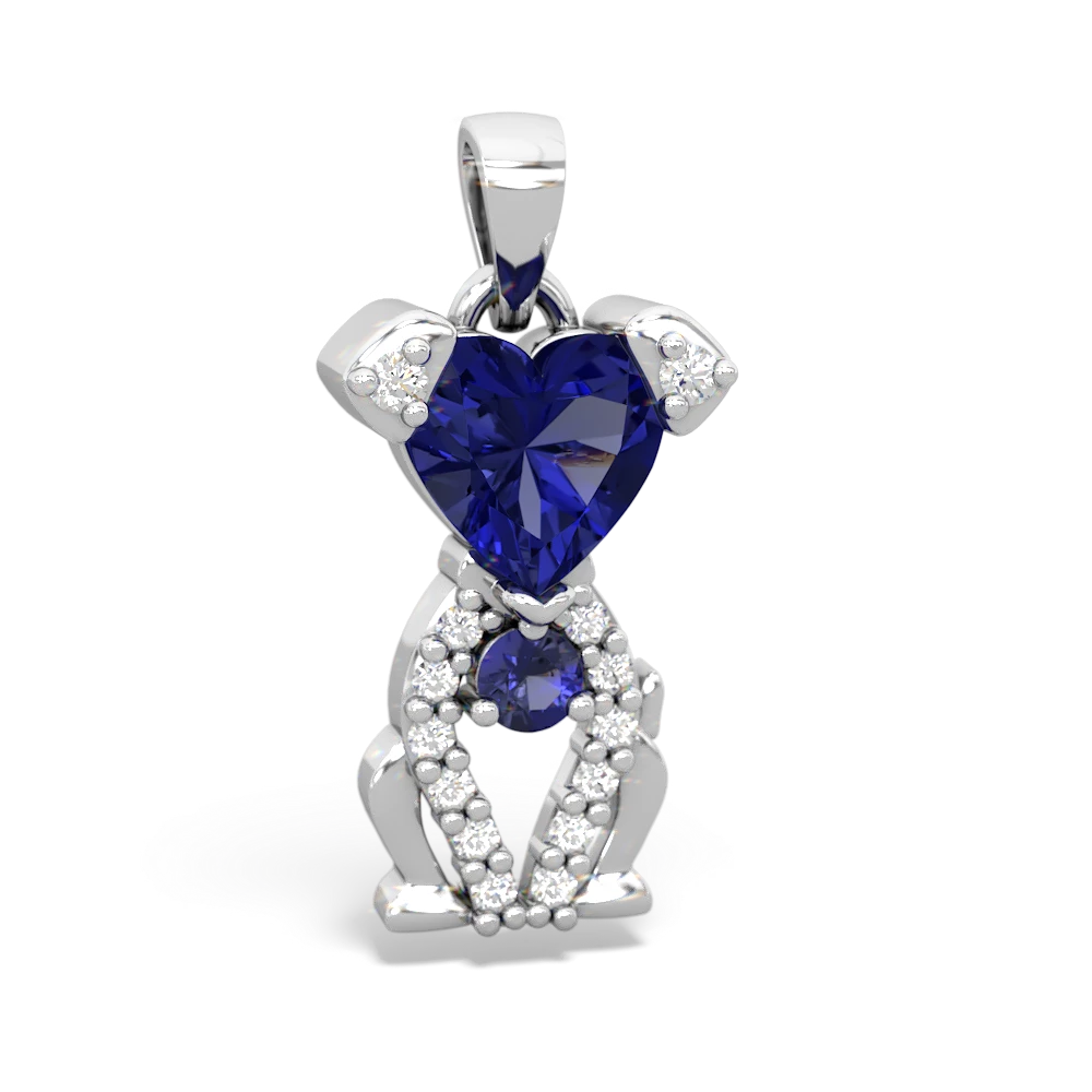 Lab Sapphire Puppy Love 14K White Gold pendant P5800