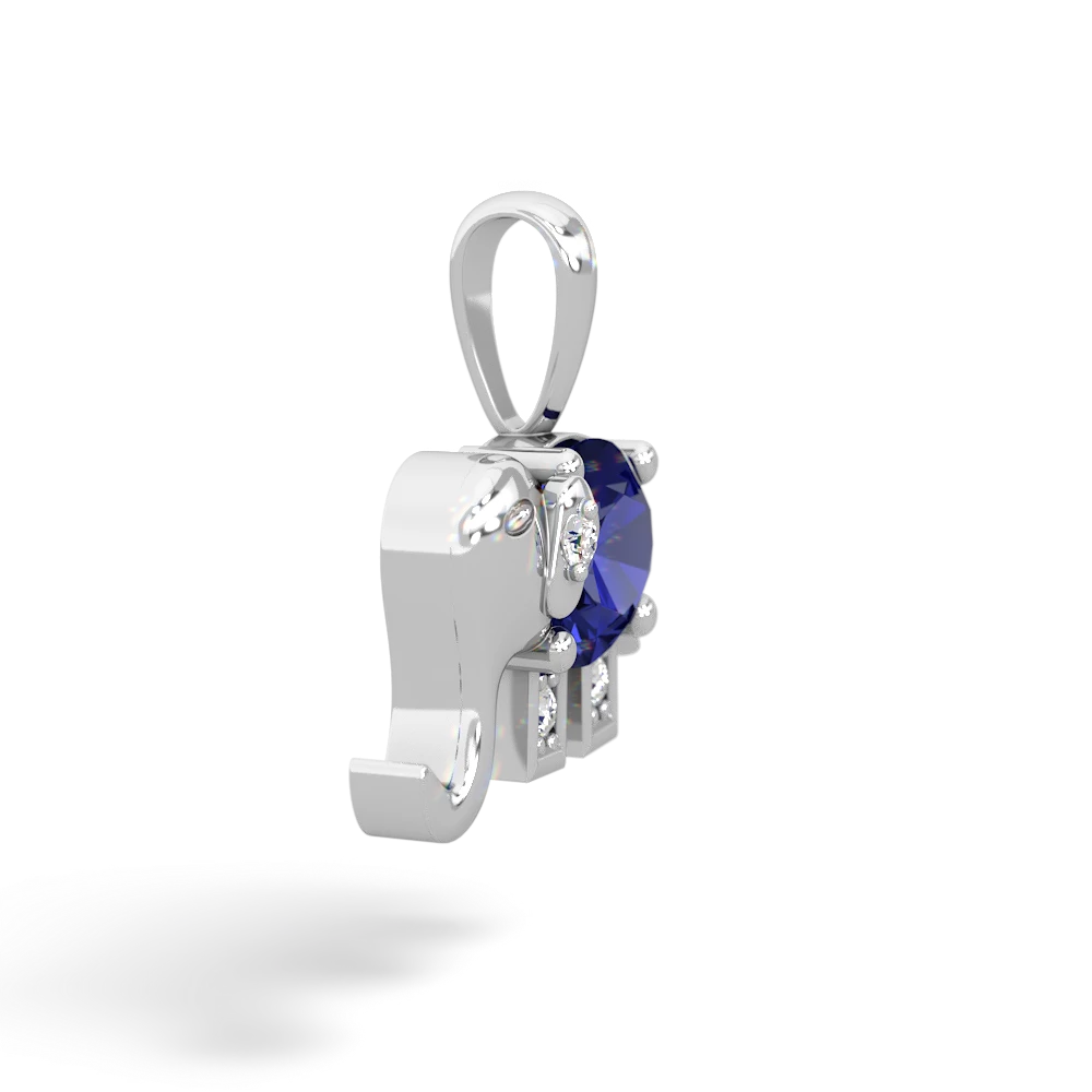 Lab Sapphire Elephant 14K White Gold pendant P2555