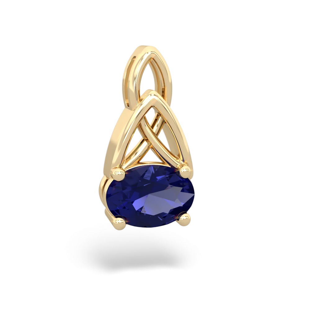 Lab Sapphire Celtic Trinity Knot 14K Yellow Gold pendant P2389