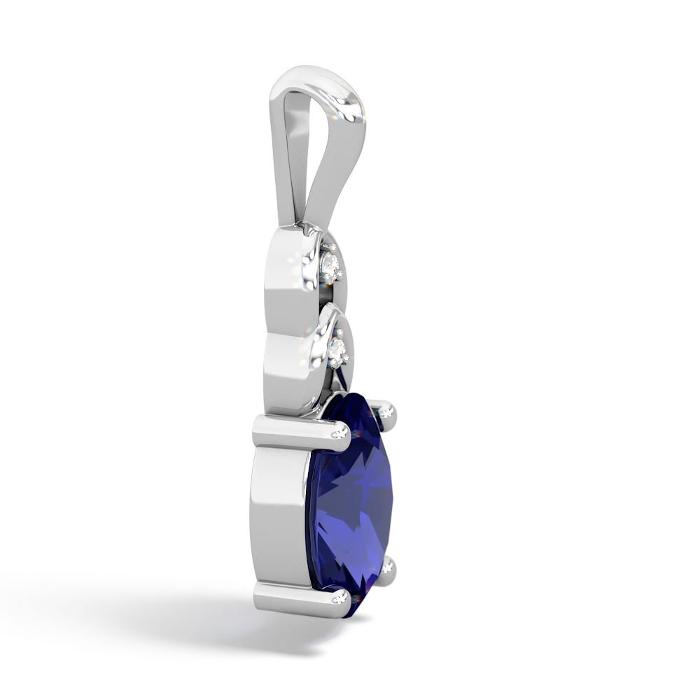 Lab Sapphire Links 14K White Gold pendant P4032