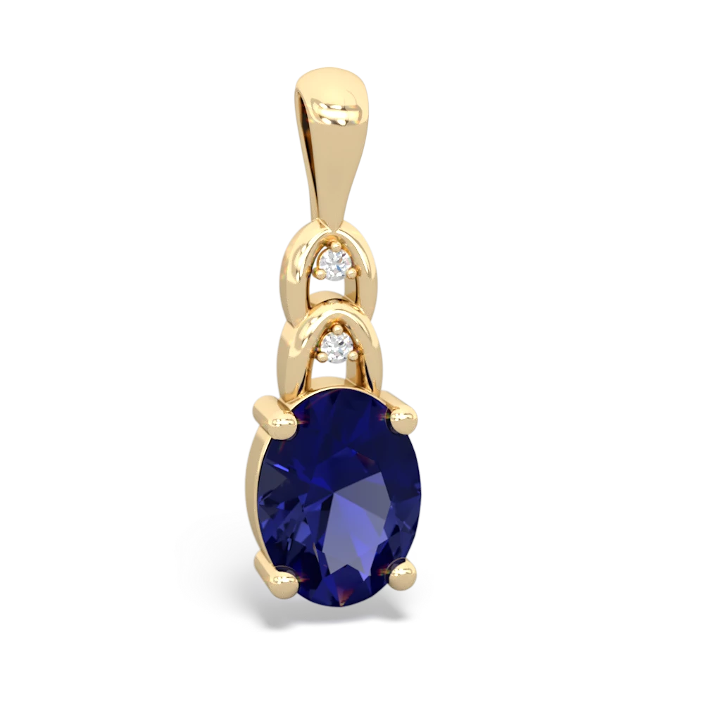 Lab Sapphire Links 14K Yellow Gold pendant P4032