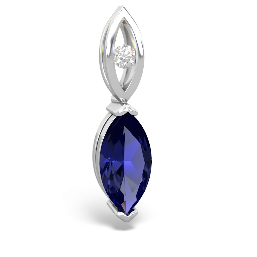 Lab Sapphire Marquise Drop 14K White Gold pendant P5333
