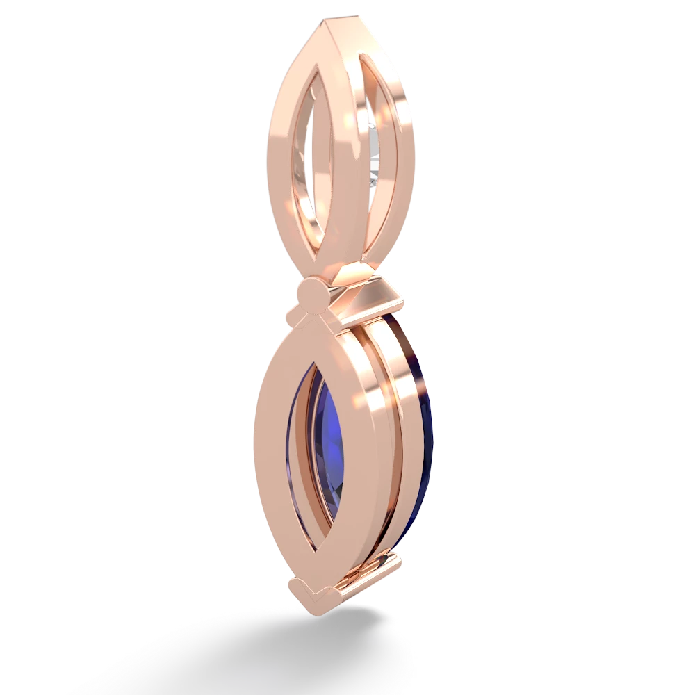 Lab Sapphire Marquise Drop 14K Rose Gold pendant P5333