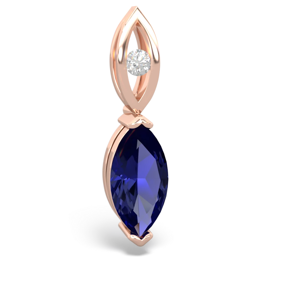 Lab Sapphire Marquise Drop 14K Rose Gold pendant P5333