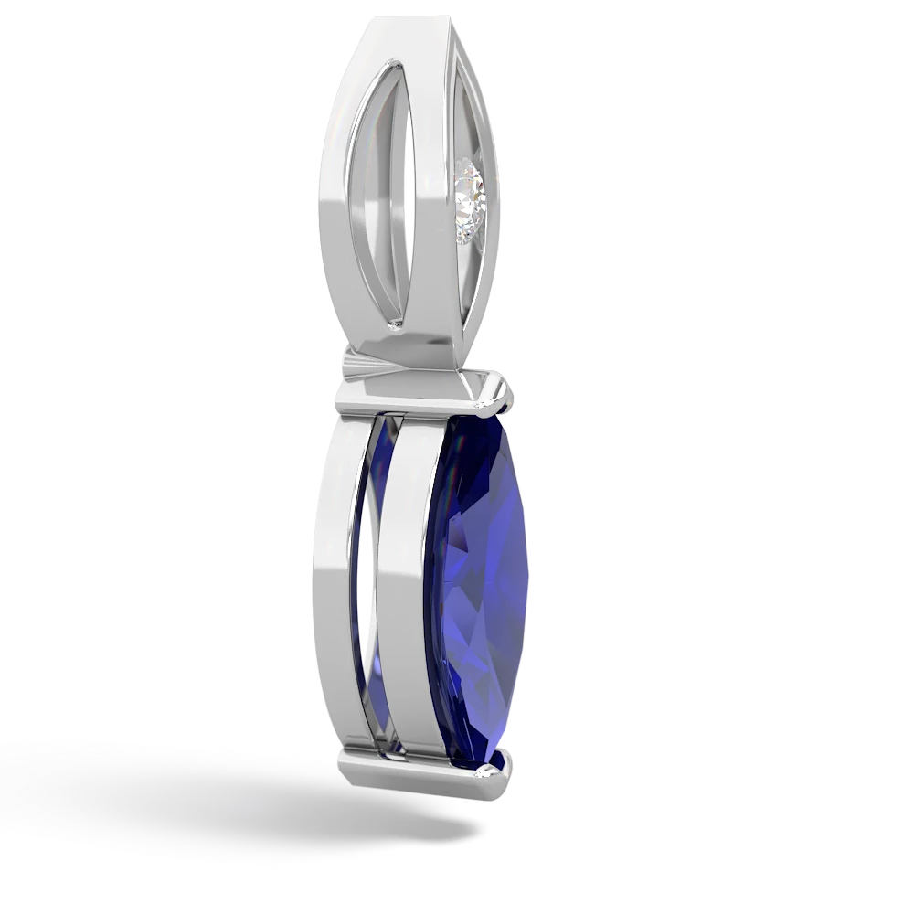 Lab Sapphire Marquise Drop 14K White Gold pendant P5333