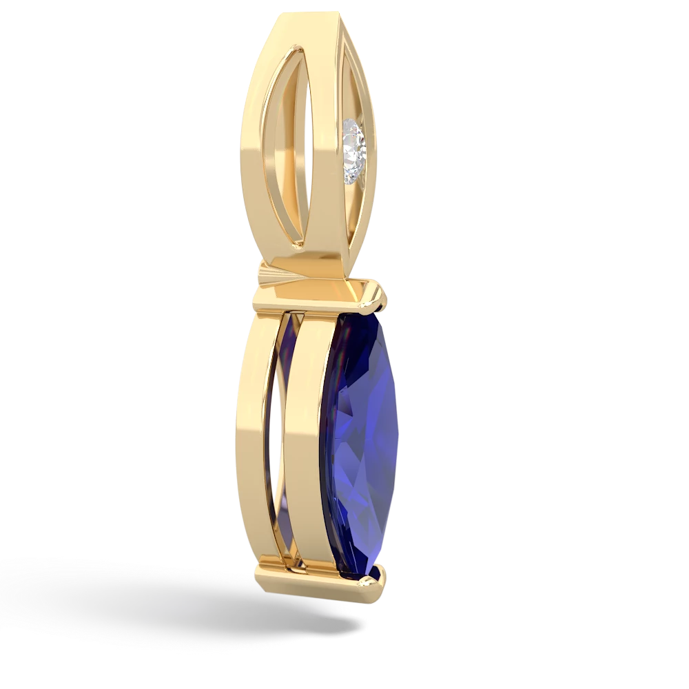 Lab Sapphire Marquise Drop 14K Yellow Gold pendant P5333