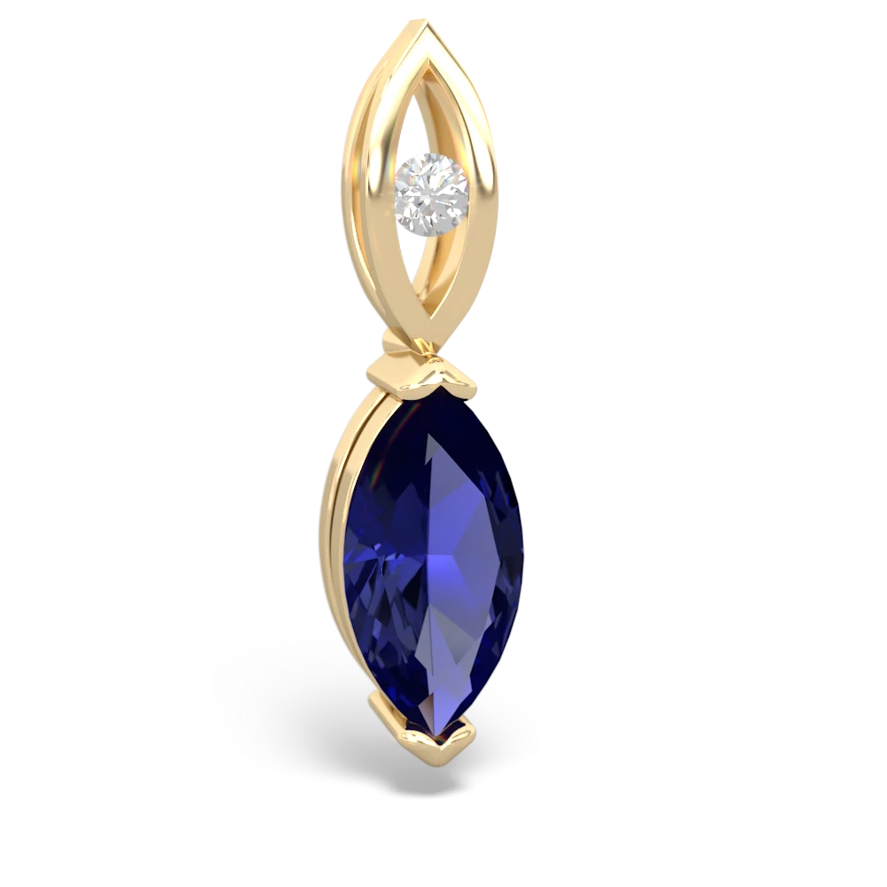 Lab Sapphire Marquise Drop 14K Yellow Gold pendant P5333