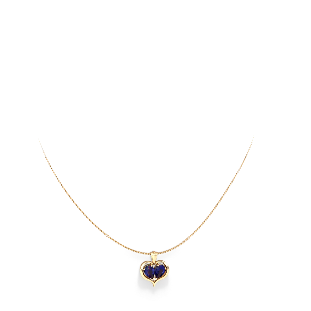 Lab Sapphire Two Become One 14K Yellow Gold pendant P5330