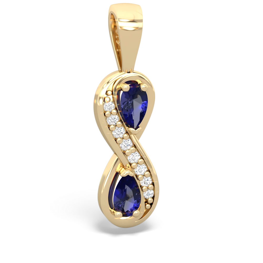 Lab Sapphire Diamond Infinity 14K Yellow Gold pendant P5390