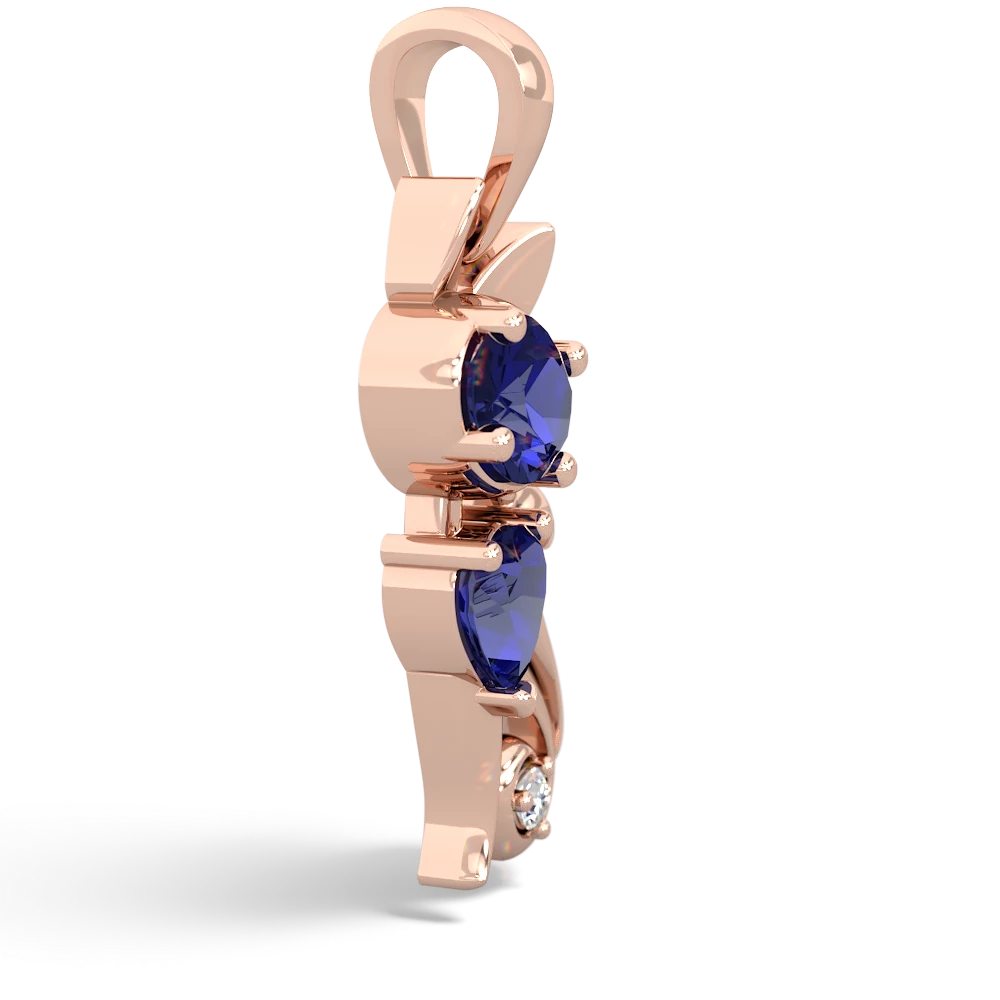 Lab Sapphire Kitten 14K Rose Gold pendant P5780