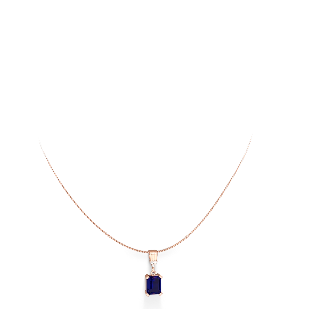 Lab Sapphire Art Deco Dangle 14K Rose Gold pendant P1937