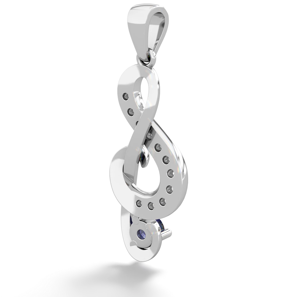 Lab Sapphire G-Clef Music 14K White Gold pendant P5830