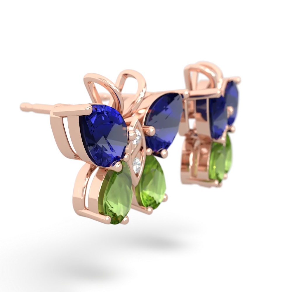 Lab Sapphire Butterfly 14K Rose Gold earrings E2215