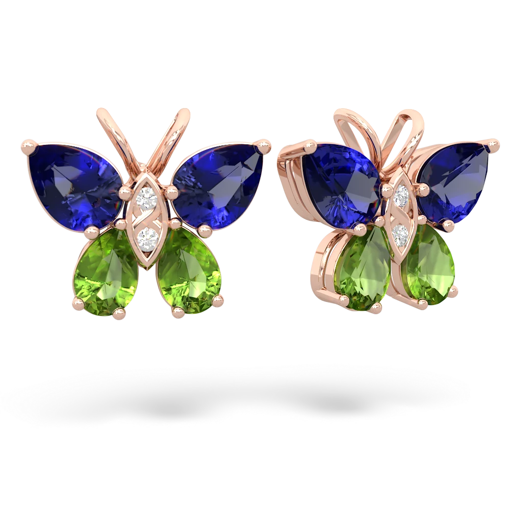 Lab Sapphire Butterfly 14K Rose Gold earrings E2215