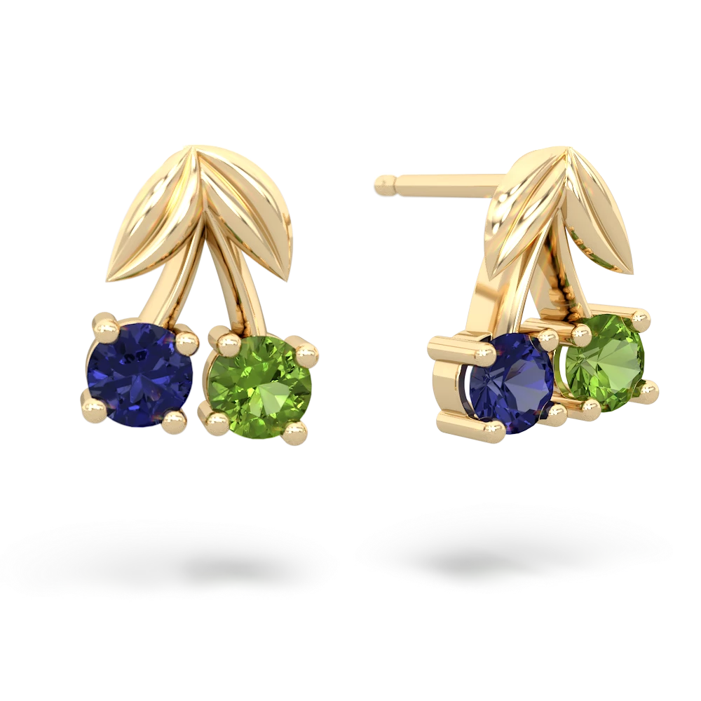 Lab Sapphire Sweet Cherries 14K Yellow Gold earrings E7001