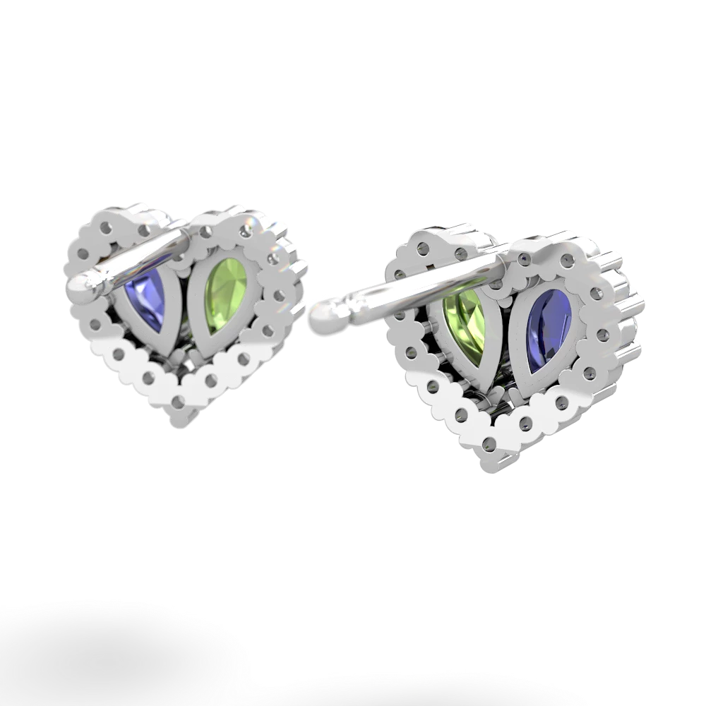 Lab Sapphire Halo 14K White Gold earrings E7008