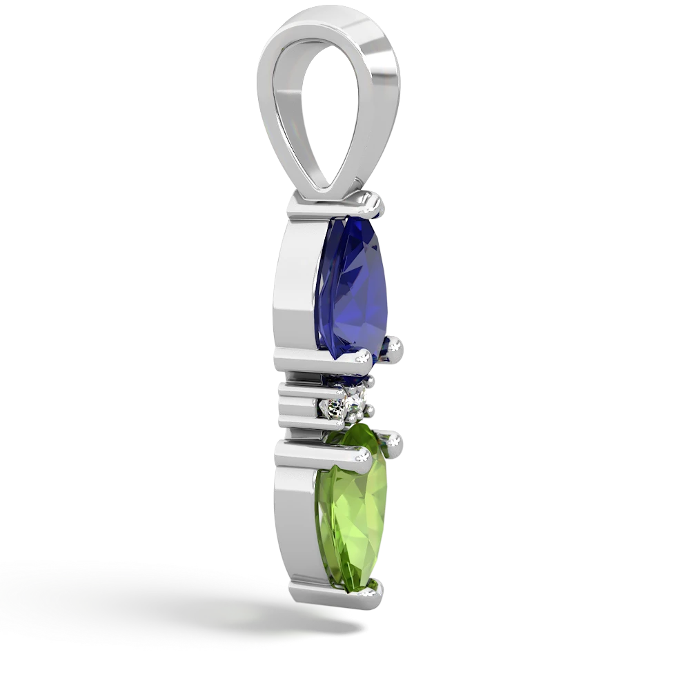 Lab Sapphire Bowtie Drop 14K White Gold pendant P0865