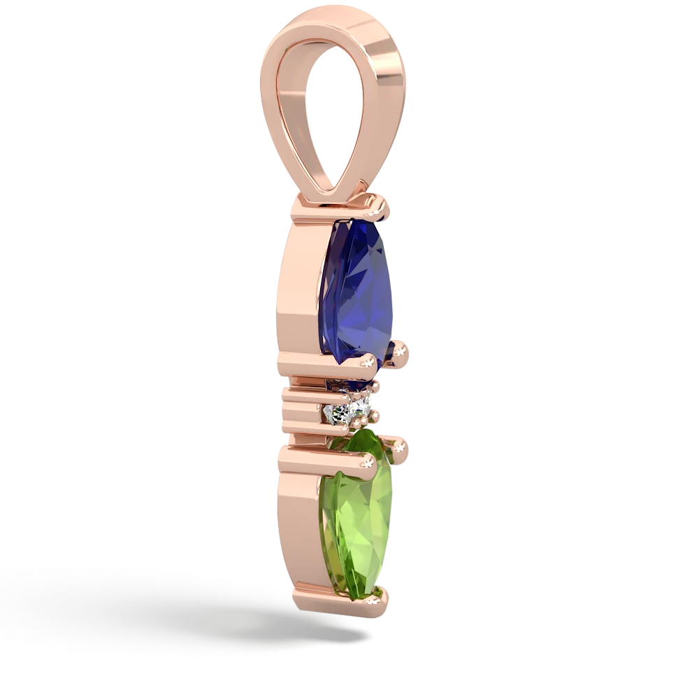 Lab Sapphire Bowtie Drop 14K Rose Gold pendant P0865