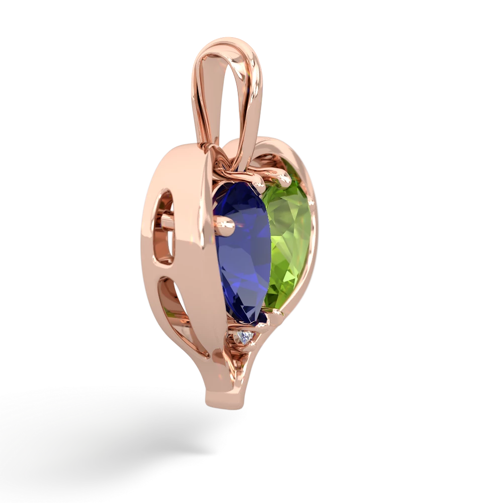 Lab Sapphire Two Become One 14K Rose Gold pendant P5330