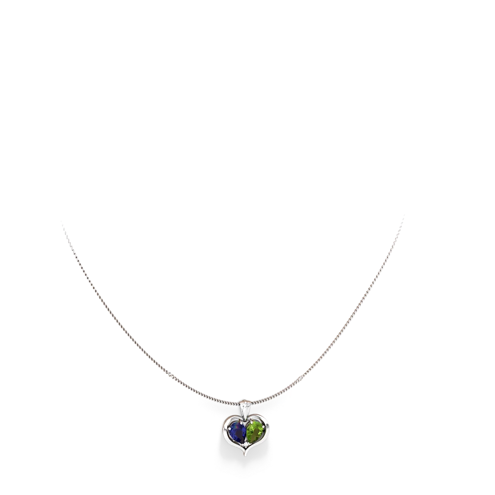 Lab Sapphire Two Become One 14K White Gold pendant P5330