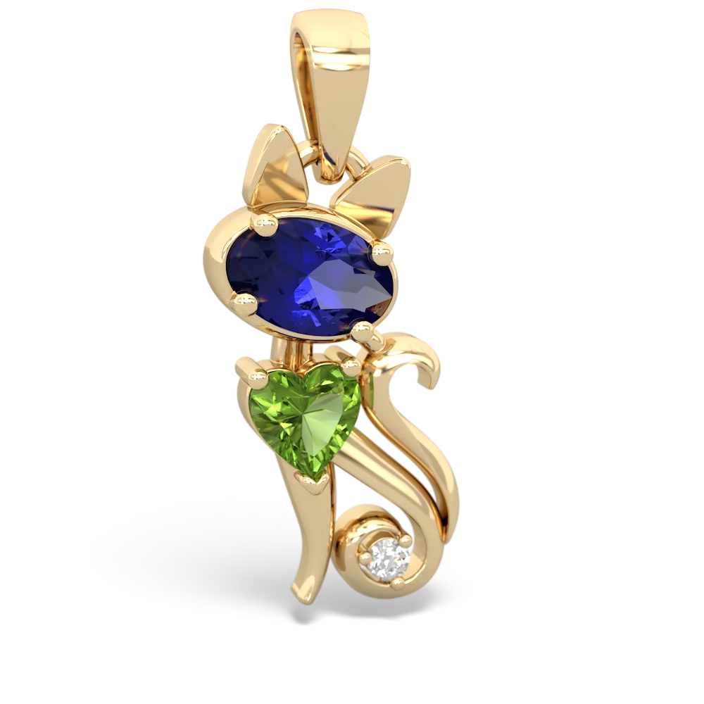 Lab Sapphire Kitten 14K Yellow Gold pendant P5780