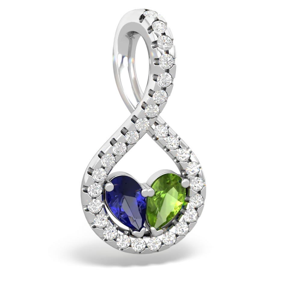 Lab Sapphire Pave Twist 'One Heart' 14K White Gold pendant P5360
