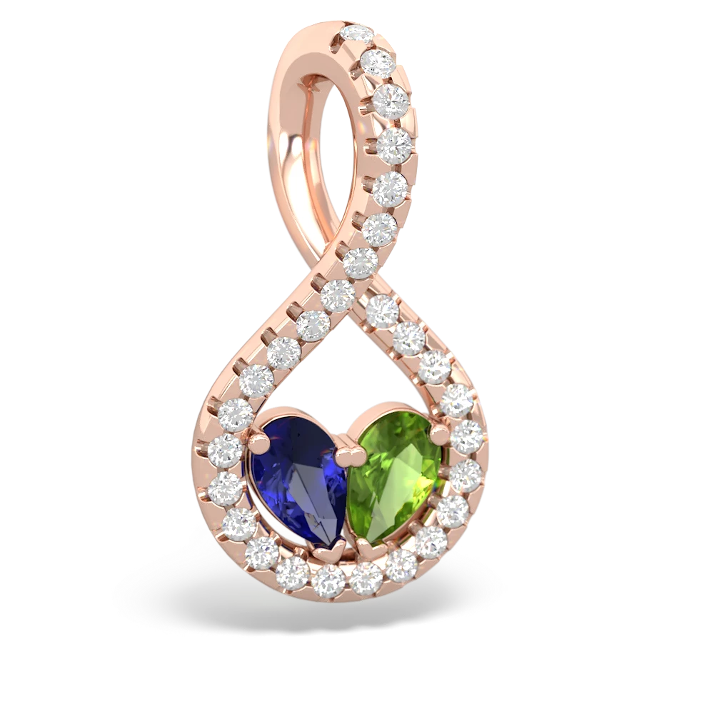 Lab Sapphire Pave Twist 'One Heart' 14K Rose Gold pendant P5360