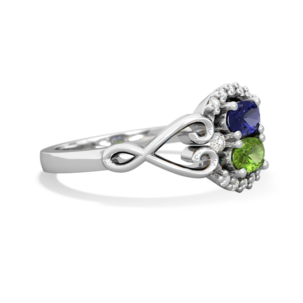 Lab Sapphire Love Nest 14K White Gold ring R5860