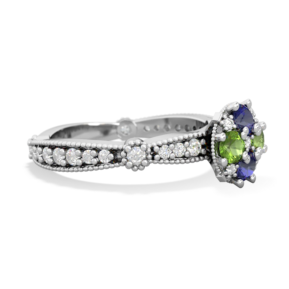 Lab Sapphire Sparkling Tiara Cluster 14K White Gold ring R26293RD