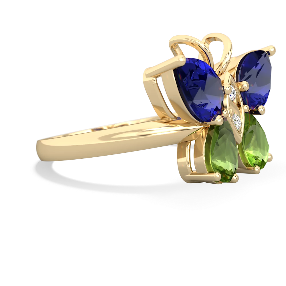 Lab Sapphire Butterfly 14K Yellow Gold ring R2215