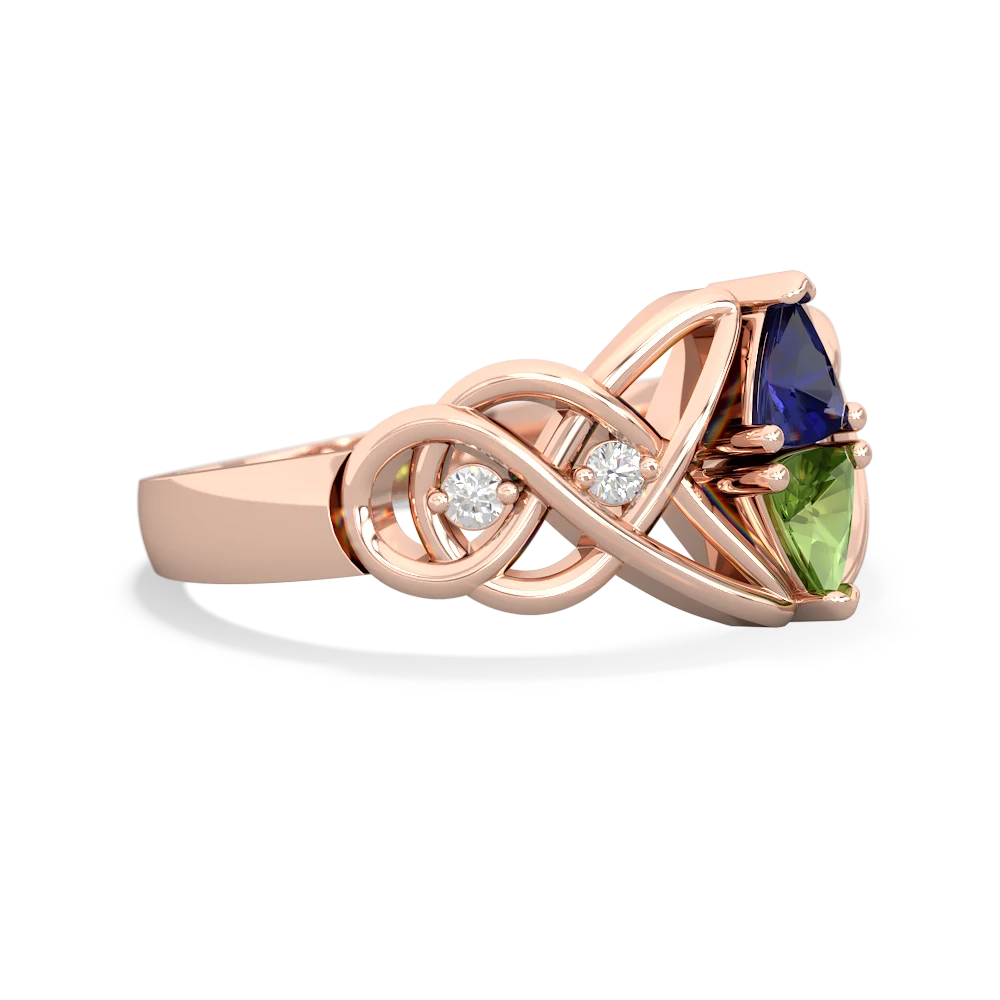 Lab Sapphire Keepsake Celtic Knot 14K Rose Gold ring R5300