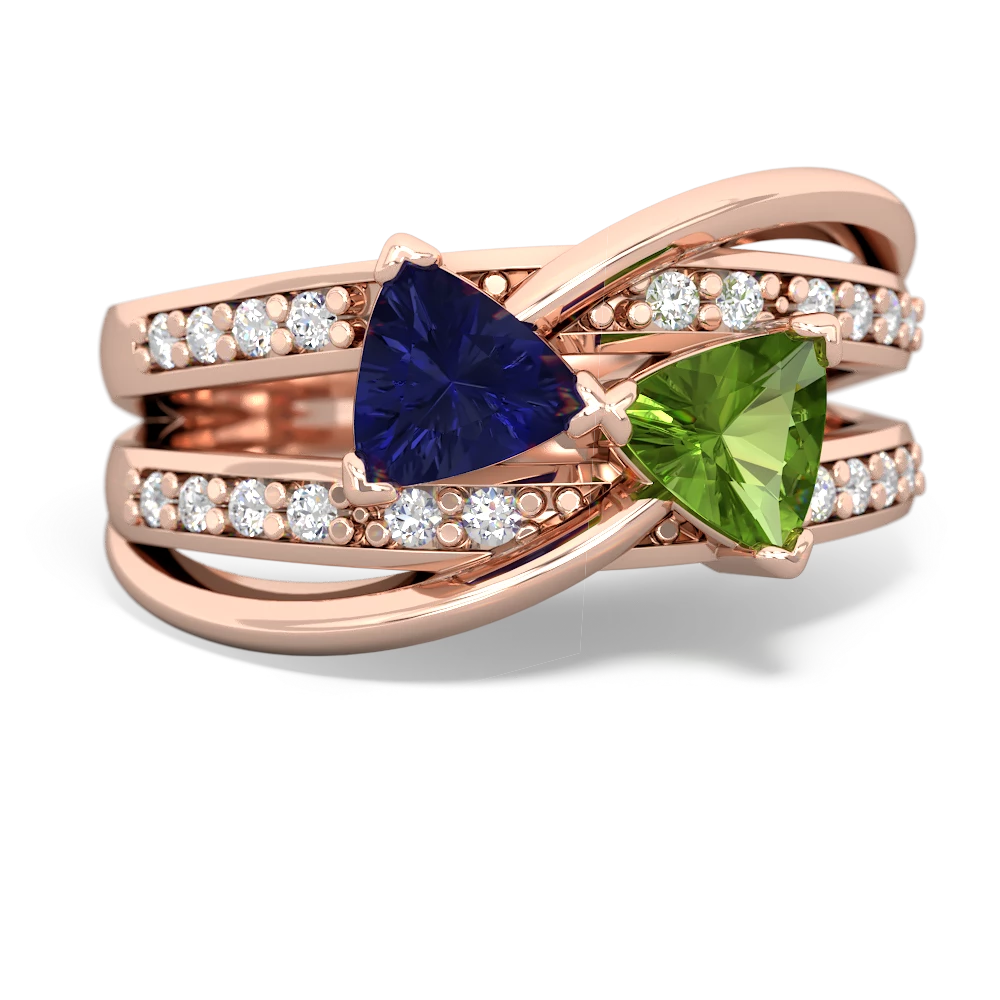 Lab Sapphire Bowtie 14K Rose Gold ring R2360