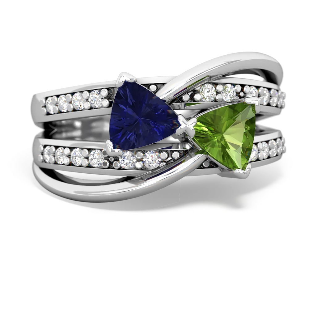 Lab Sapphire Bowtie 14K White Gold ring R2360