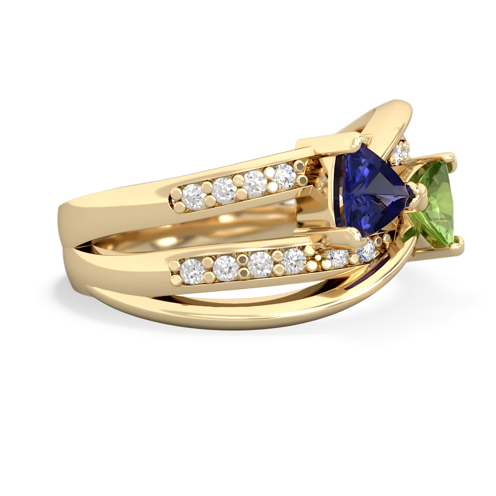 Lab Sapphire Bowtie 14K Yellow Gold ring R2360