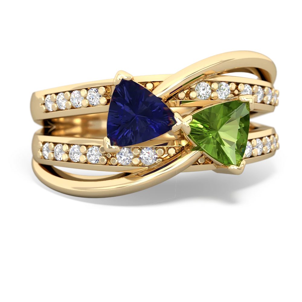 Lab Sapphire Bowtie 14K Yellow Gold ring R2360