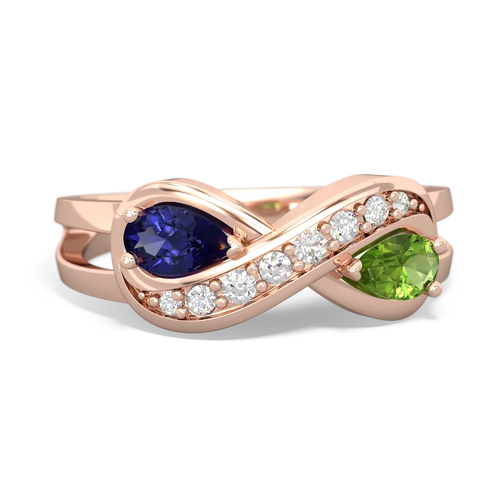 Lab Sapphire Diamond Infinity 14K Rose Gold ring R5390