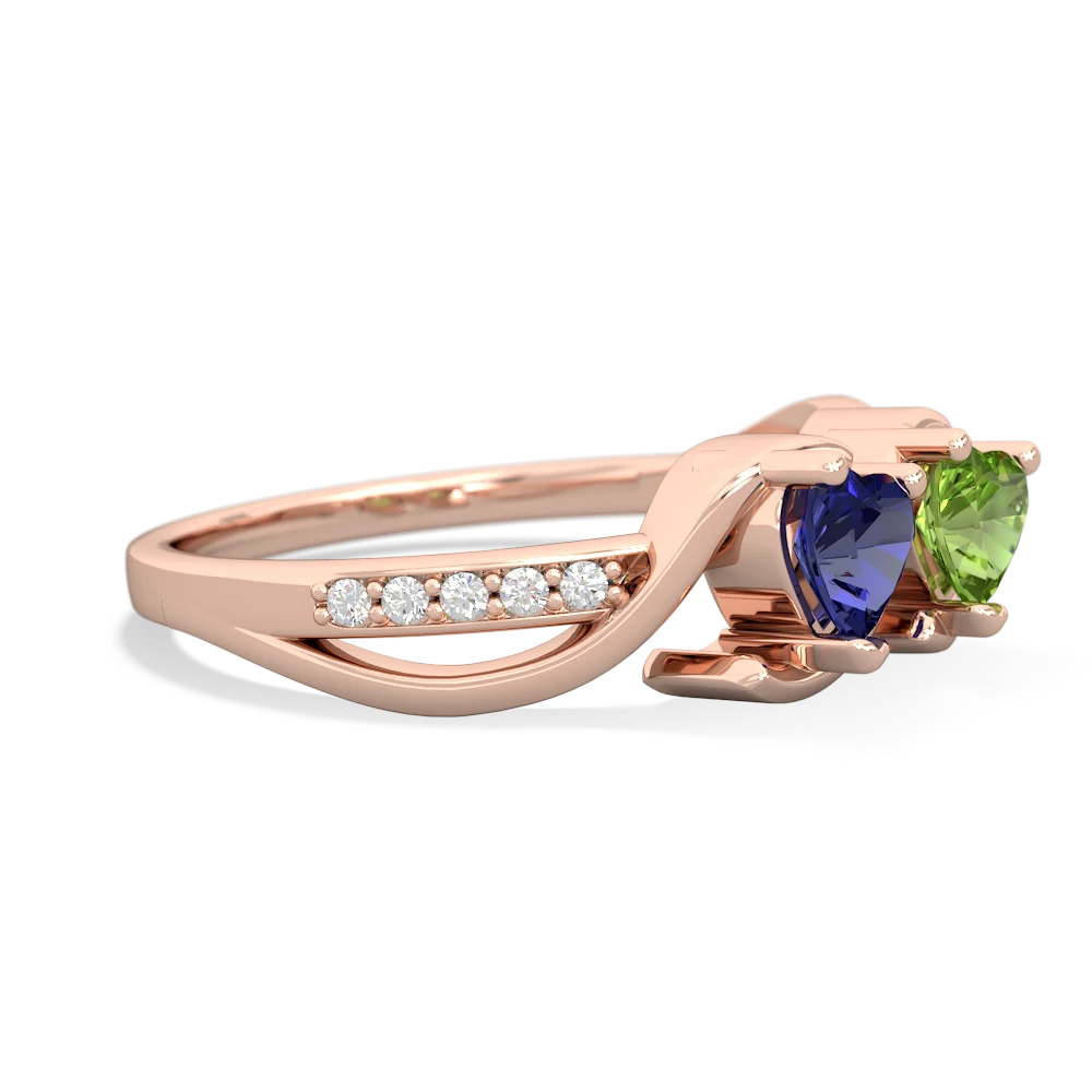 Lab Sapphire Side By Side 14K Rose Gold ring R3090