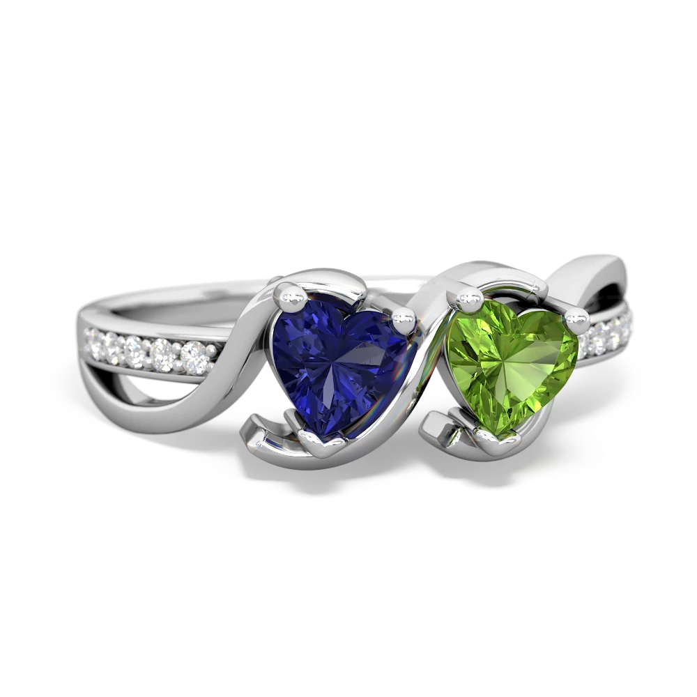 Lab Sapphire Side By Side 14K White Gold ring R3090