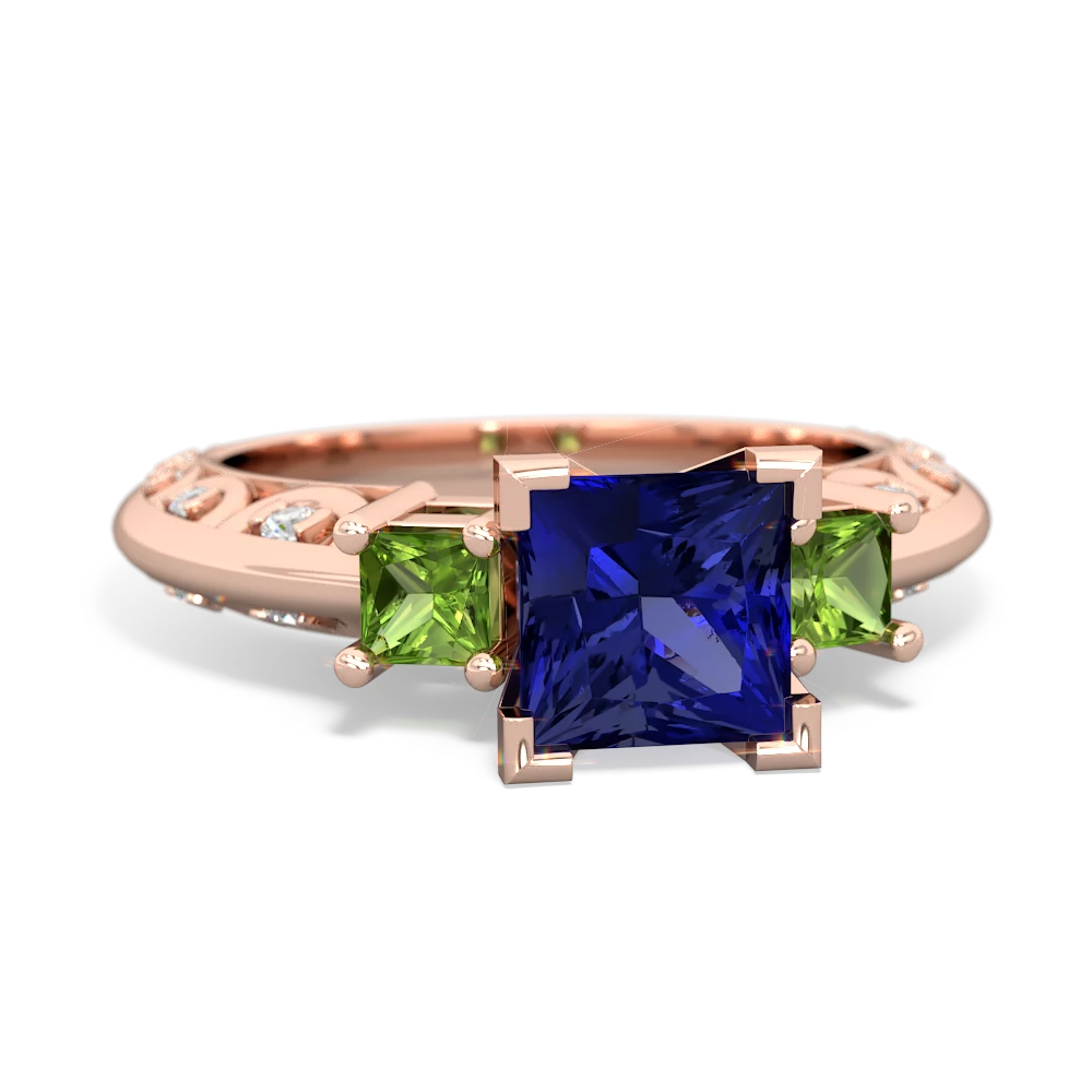 Lab Sapphire Eternal Embrace Engagement 14K Rose Gold ring C2001