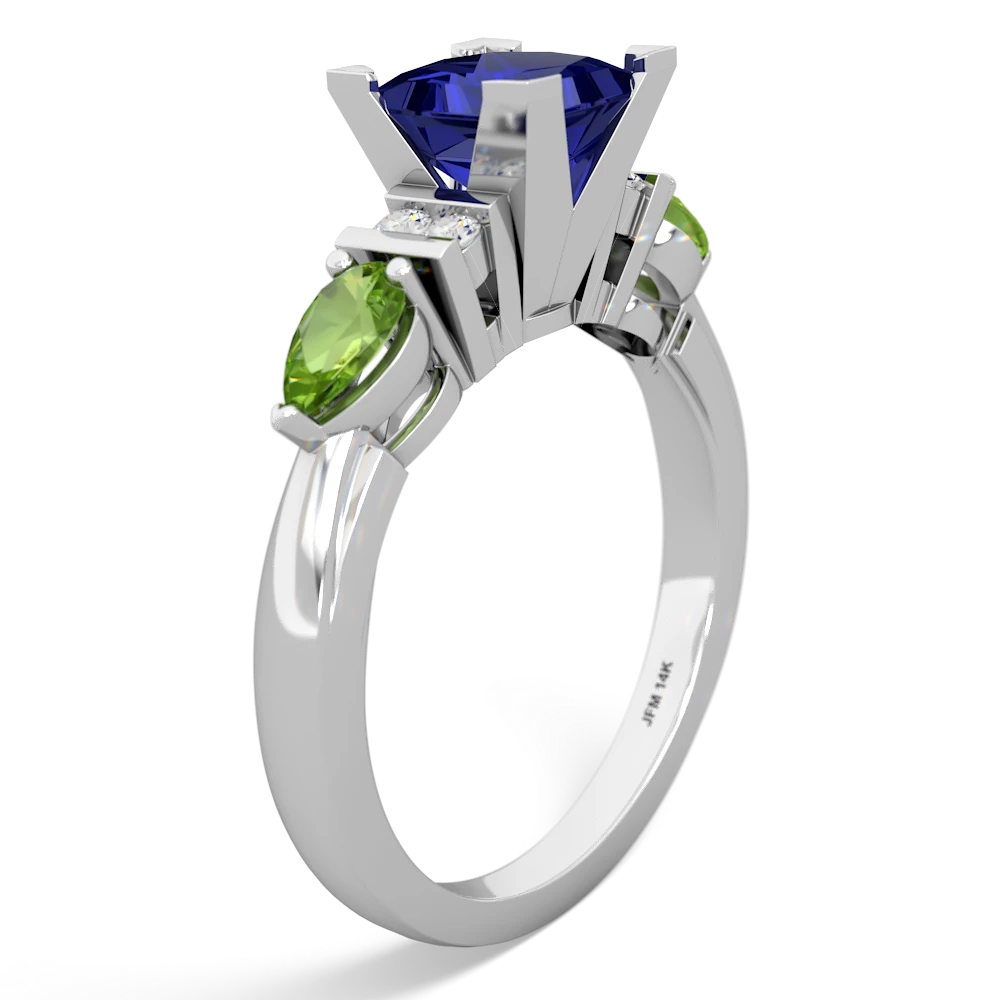 Lab Sapphire 6Mm Princess Eternal Embrace Engagement 14K White Gold ring C2002