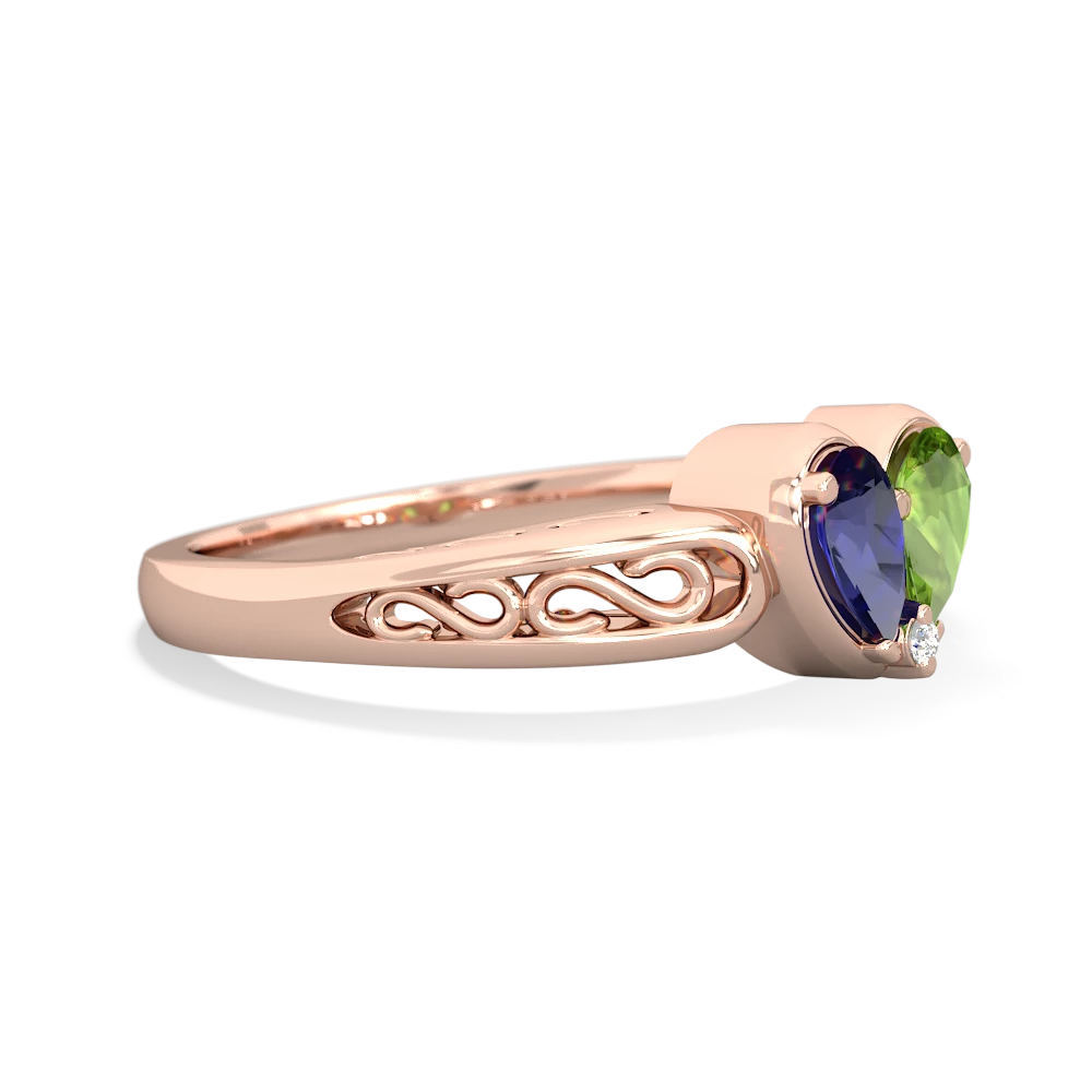 Lab Sapphire Filligree 'One Heart' 14K Rose Gold ring R5070