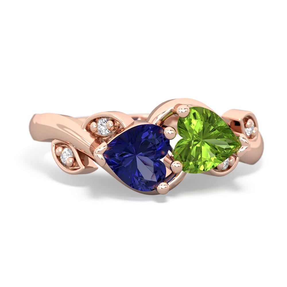 Lab Sapphire Floral Elegance 14K Rose Gold ring R5790