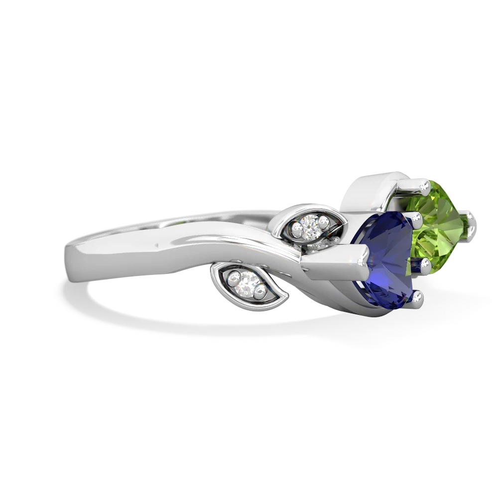 Lab Sapphire Floral Elegance 14K White Gold ring R5790