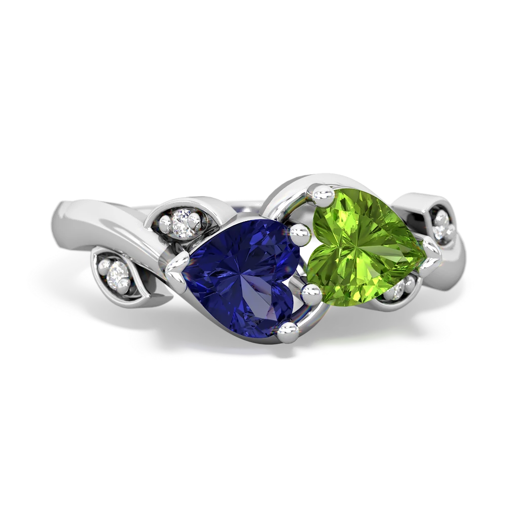 Lab Sapphire Floral Elegance 14K White Gold ring R5790