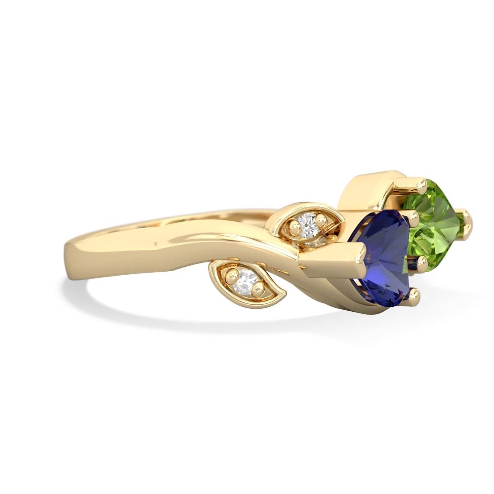 Lab Sapphire Floral Elegance 14K Yellow Gold ring R5790