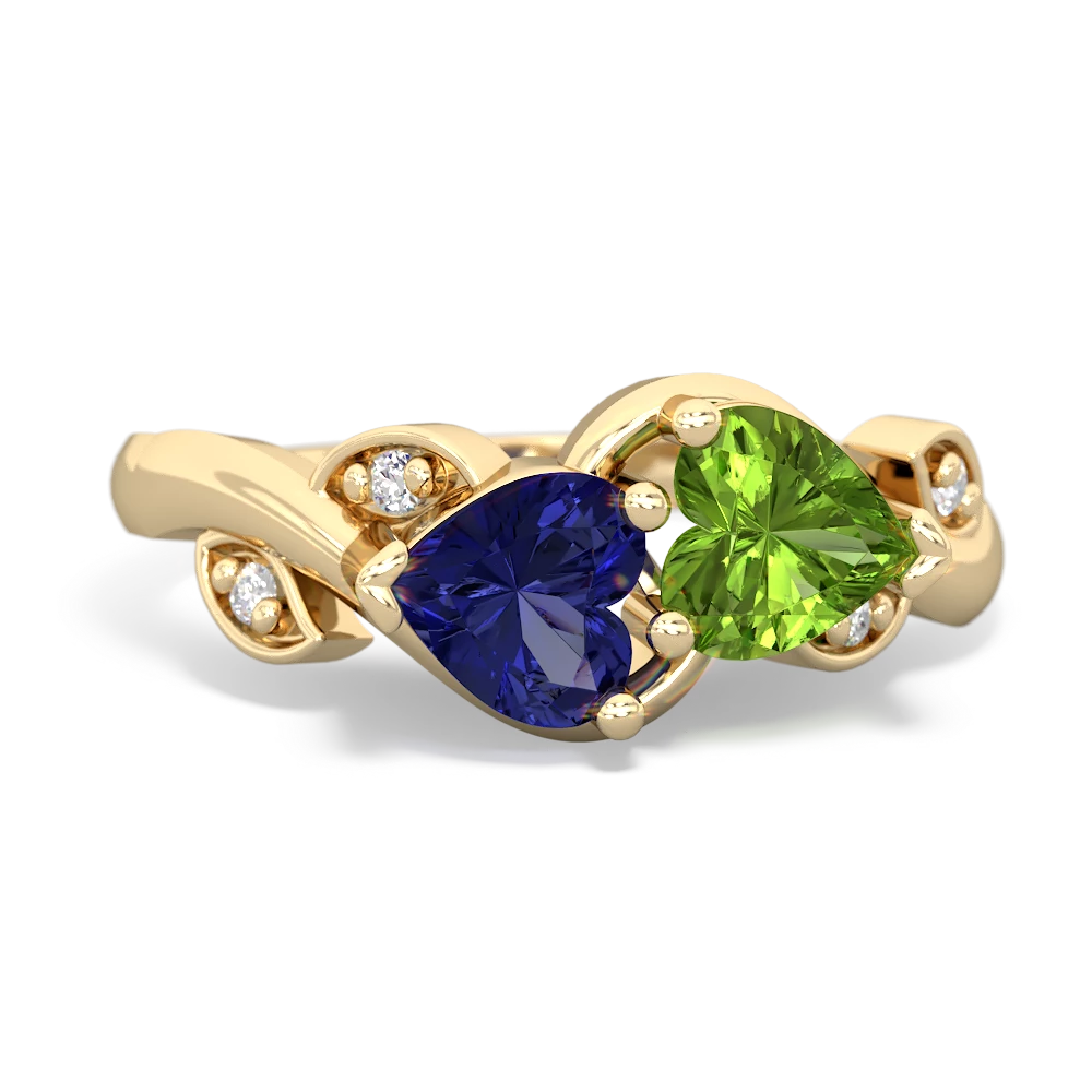 Lab Sapphire Floral Elegance 14K Yellow Gold ring R5790